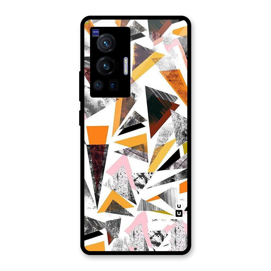 Abstract Sketchy Triangles Glass Back Case for Vivo X70 Pro