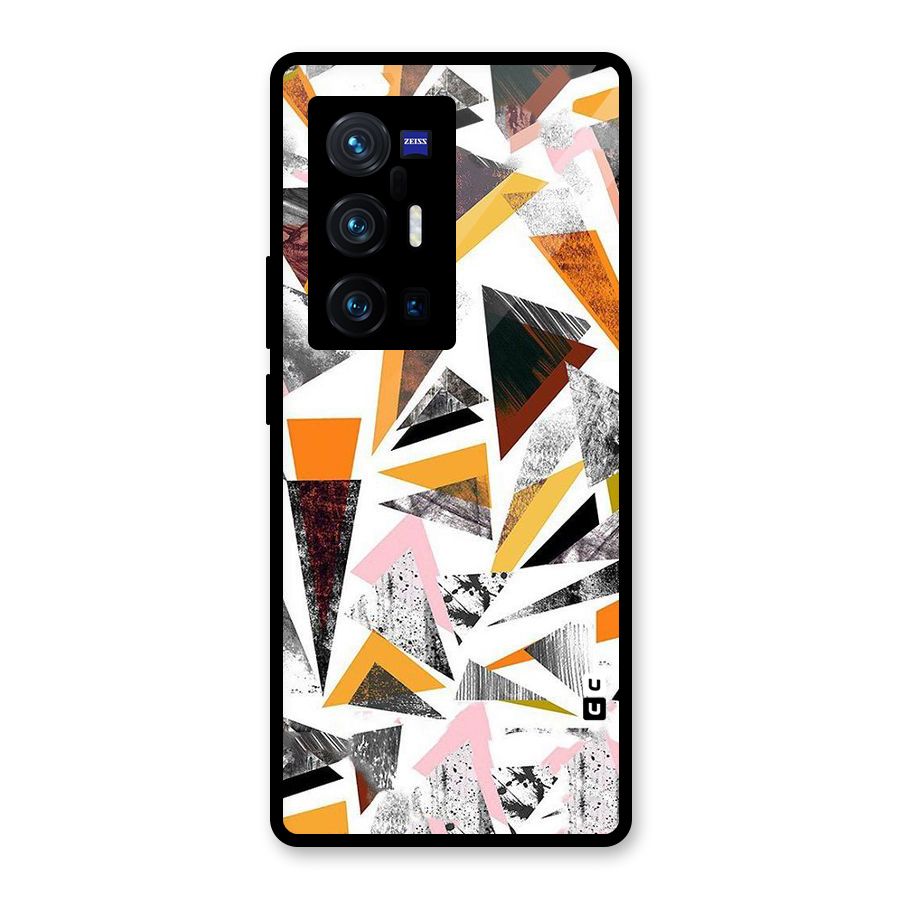 Abstract Sketchy Triangles Glass Back Case for Vivo X70 Pro Plus