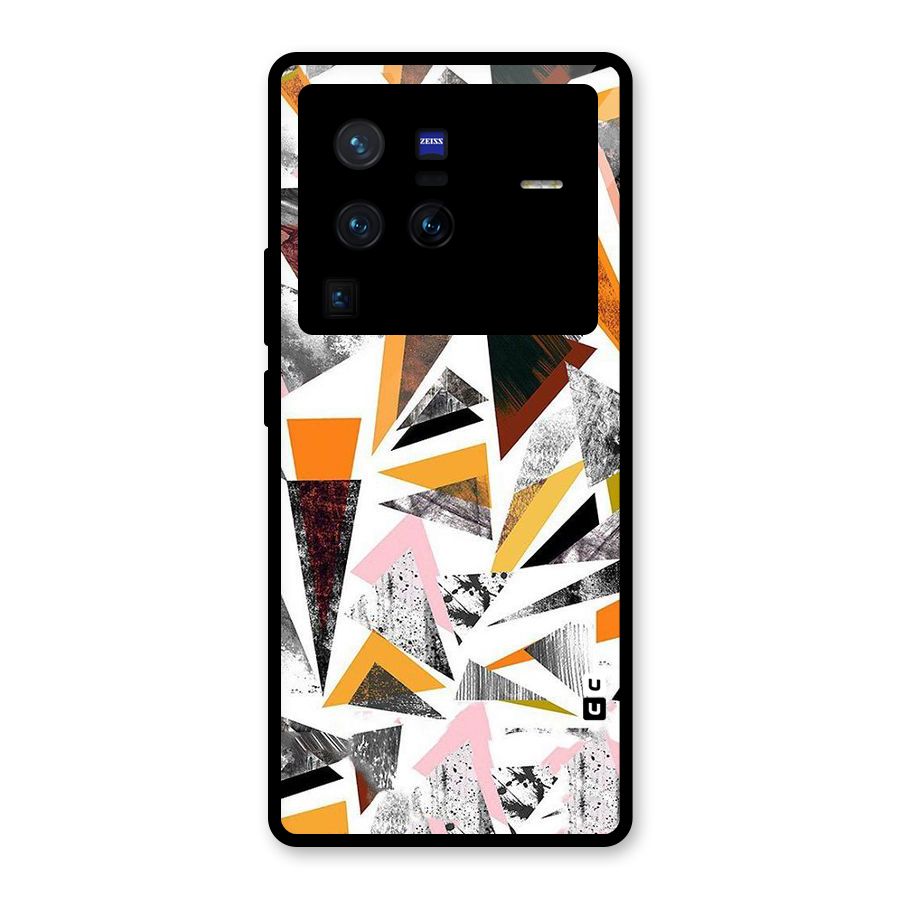 Abstract Sketchy Triangles Glass Back Case for Vivo X80 Pro