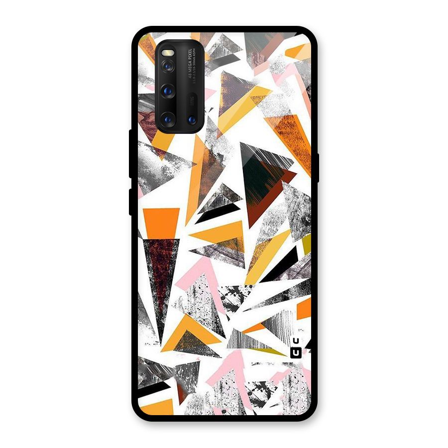 Abstract Sketchy Triangles Glass Back Case for Vivo iQOO 3