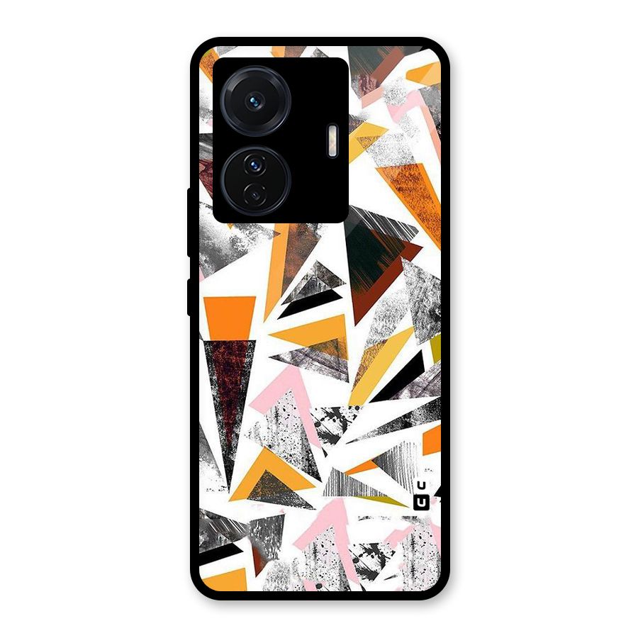 Abstract Sketchy Triangles Glass Back Case for Vivo iQOO Z6 Pro