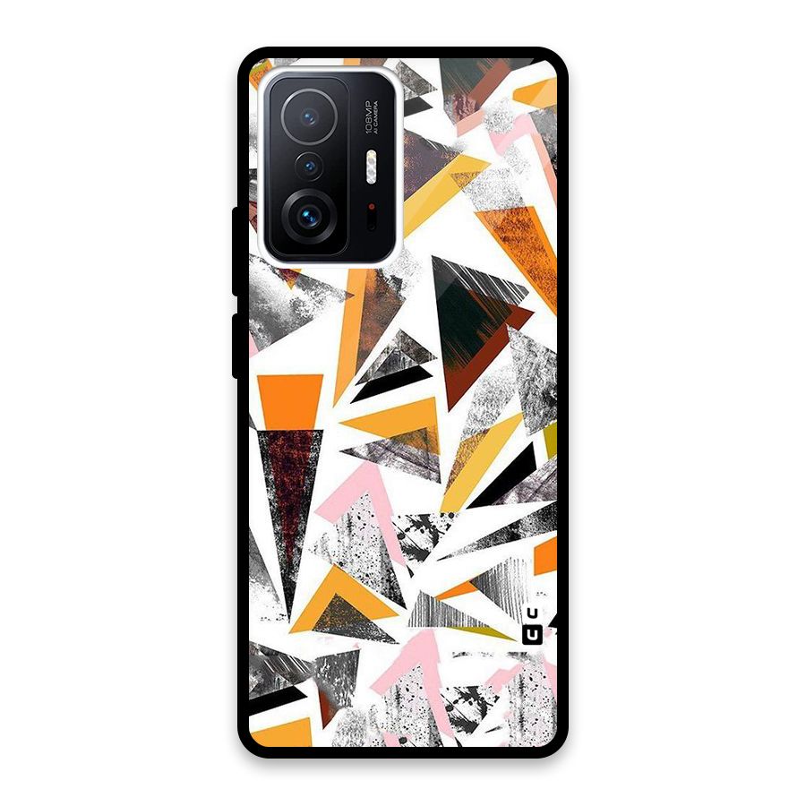 Abstract Sketchy Triangles Glass Back Case for Xiaomi 11T Pro