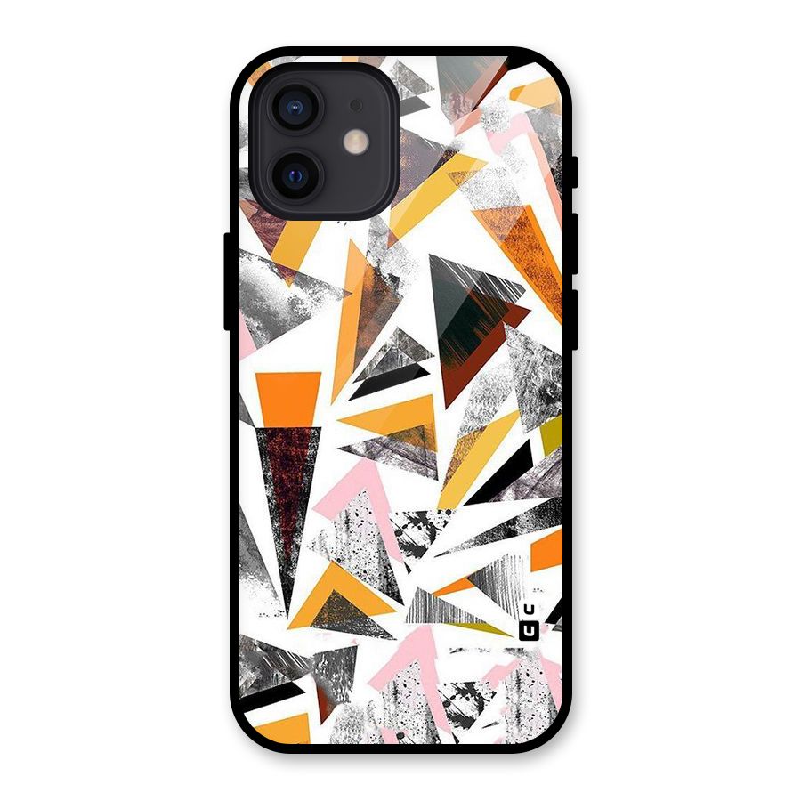 Abstract Sketchy Triangles Glass Back Case for iPhone 12
