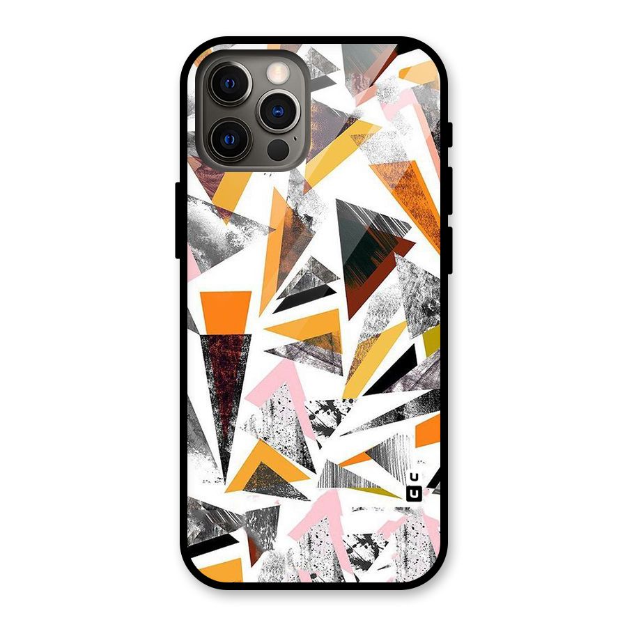 Abstract Sketchy Triangles Glass Back Case for iPhone 12 Pro