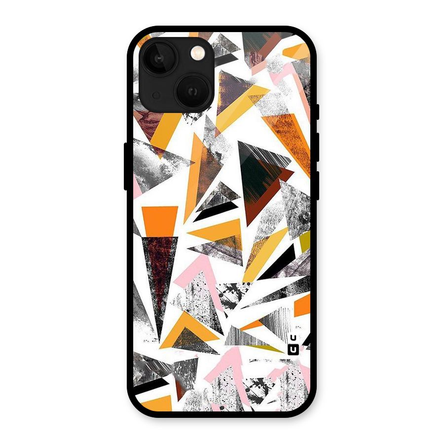 Abstract Sketchy Triangles Glass Back Case for iPhone 13