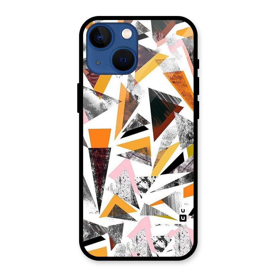 Abstract Sketchy Triangles Glass Back Case for iPhone 13 Mini
