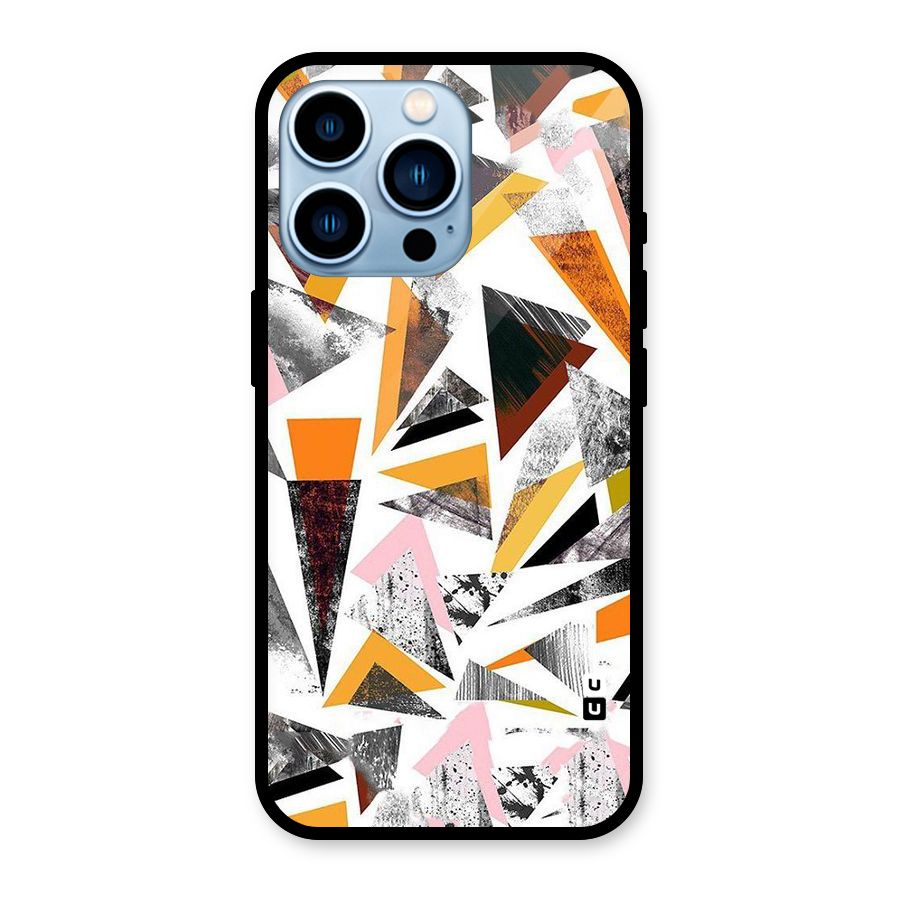 Abstract Sketchy Triangles Glass Back Case for iPhone 13 Pro