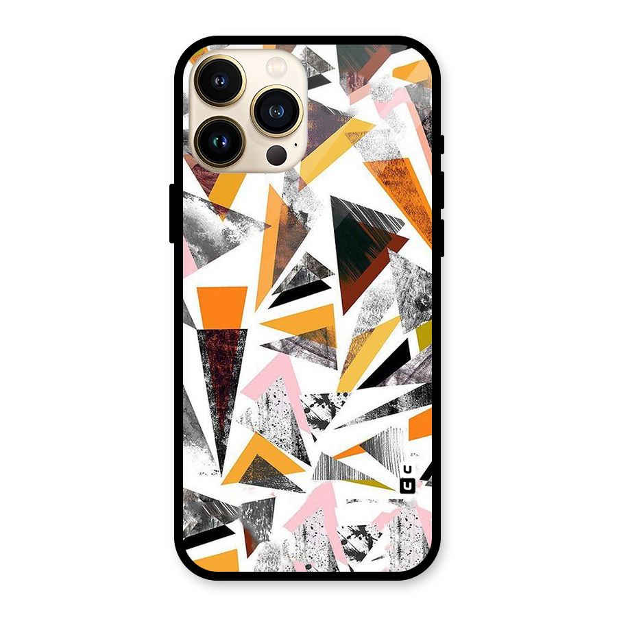 Abstract Sketchy Triangles Glass Back Case for iPhone 13 Pro Max