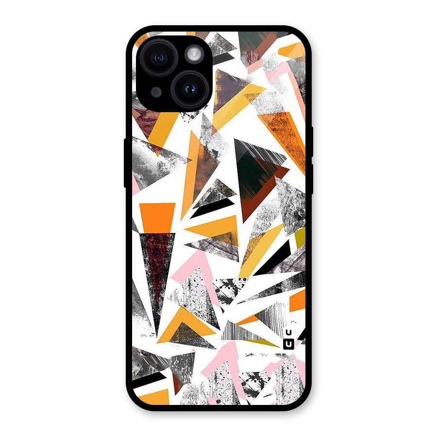 Abstract Sketchy Triangles Glass Back Case for iPhone 14