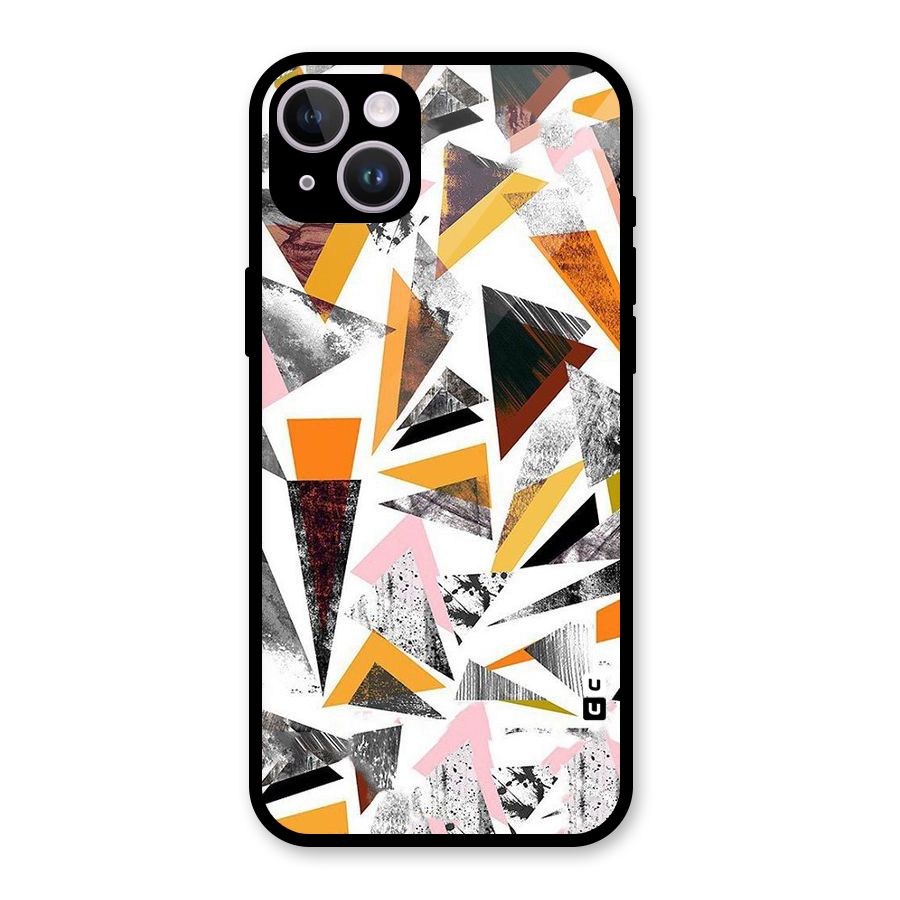Abstract Sketchy Triangles Glass Back Case for iPhone 14 Plus