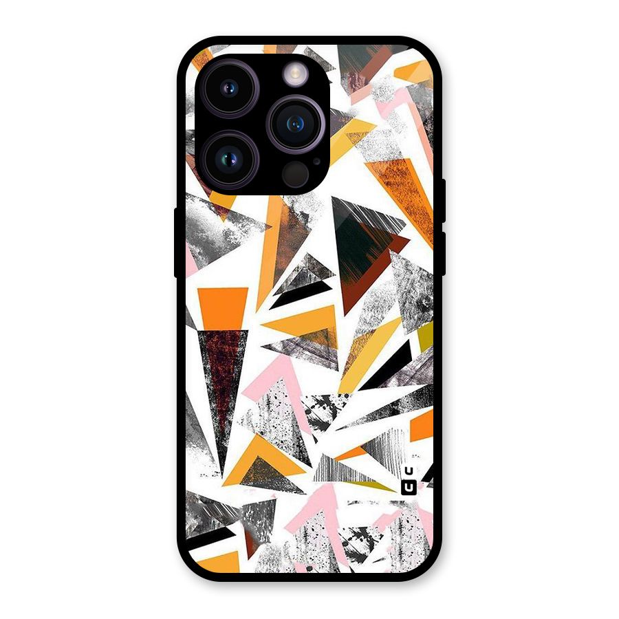 Abstract Sketchy Triangles Glass Back Case for iPhone 14 Pro