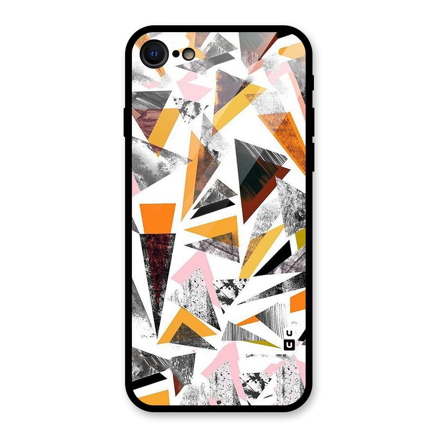 Abstract Sketchy Triangles Glass Back Case for iPhone SE 2022