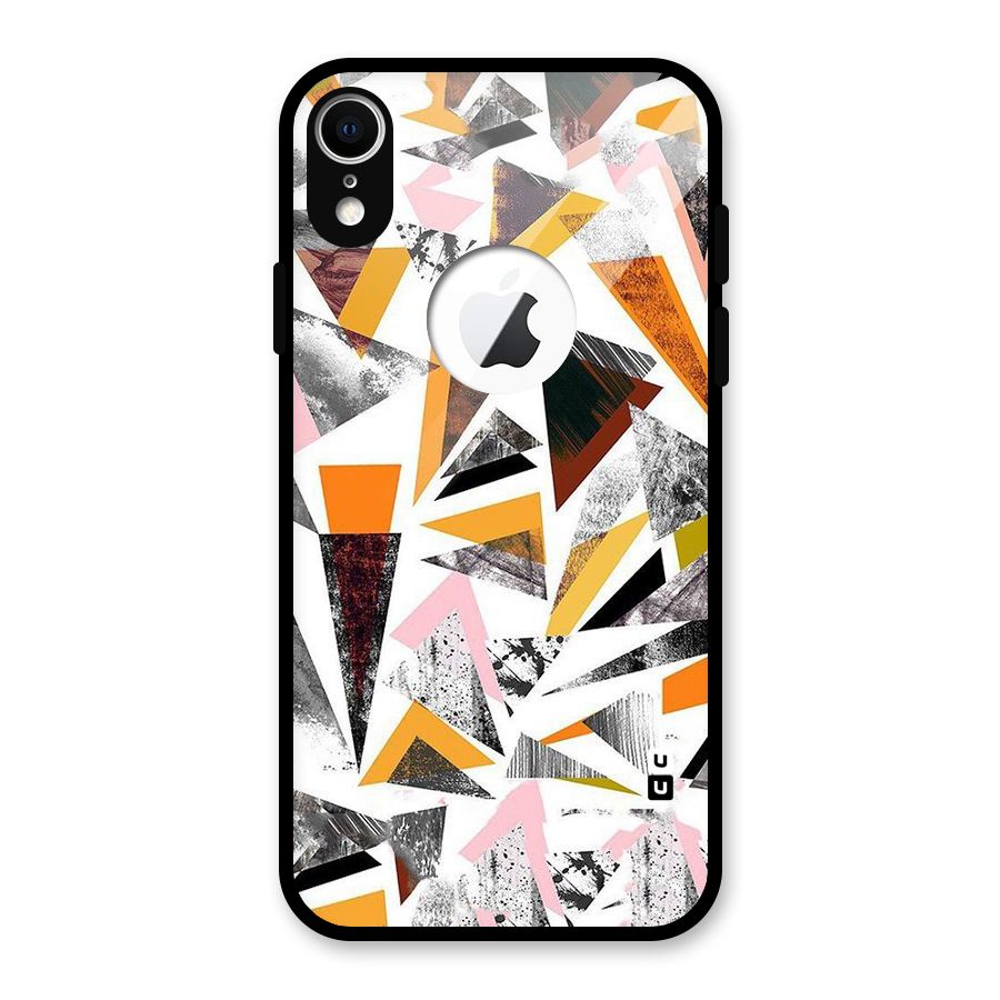 Abstract Sketchy Triangles Glass Back Case for iPhone XR Logo Cut