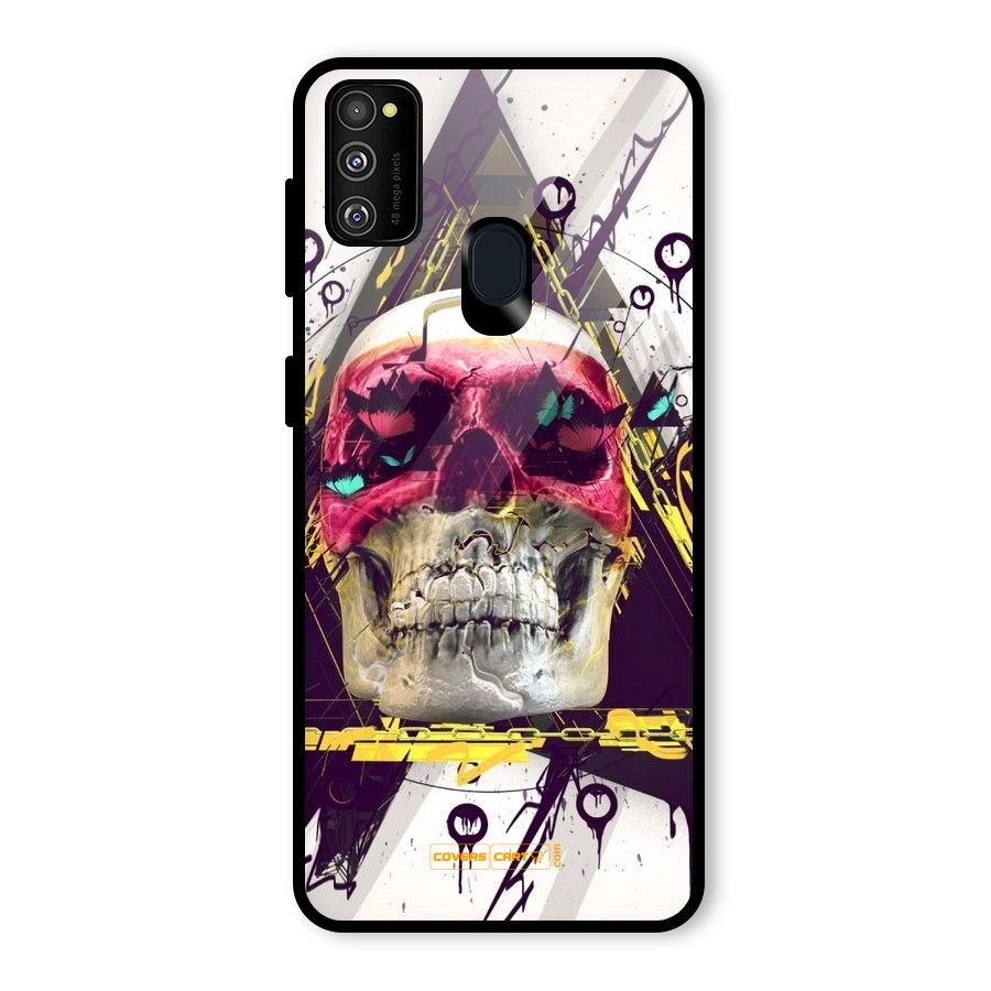 Abstract Skull Glass Back Case for Galaxy M30s