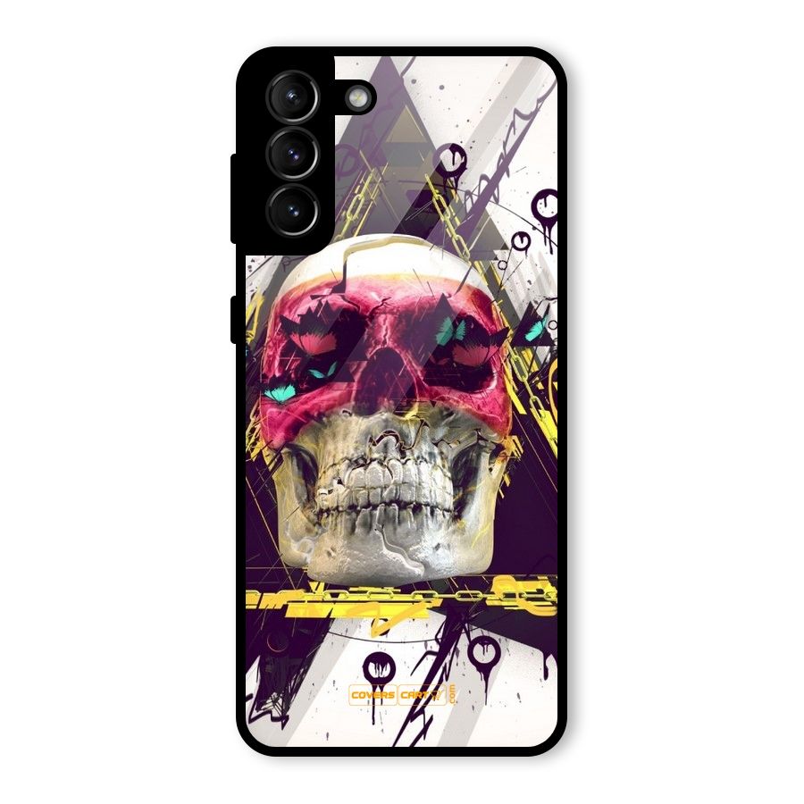 Abstract Skull Glass Back Case for Galaxy S21 Plus
