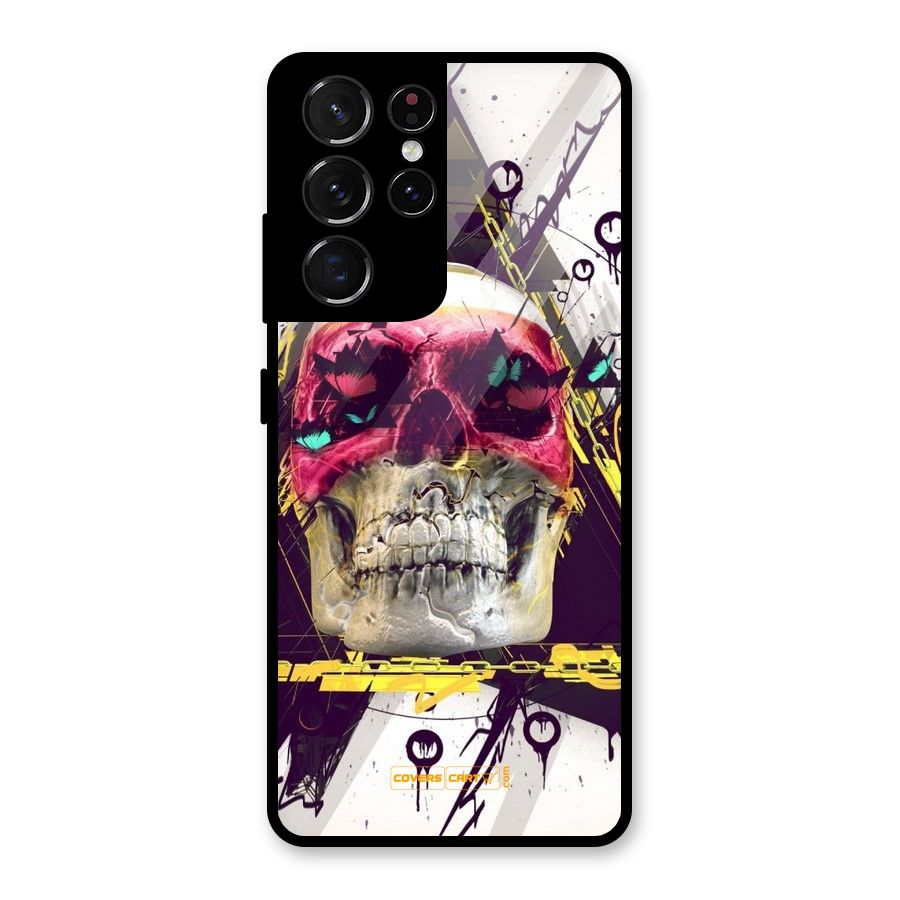 Abstract Skull Glass Back Case for Galaxy S21 Ultra 5G
