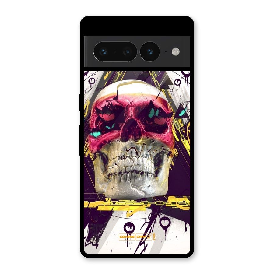 Abstract Skull Glass Back Case for Google Pixel 7 Pro