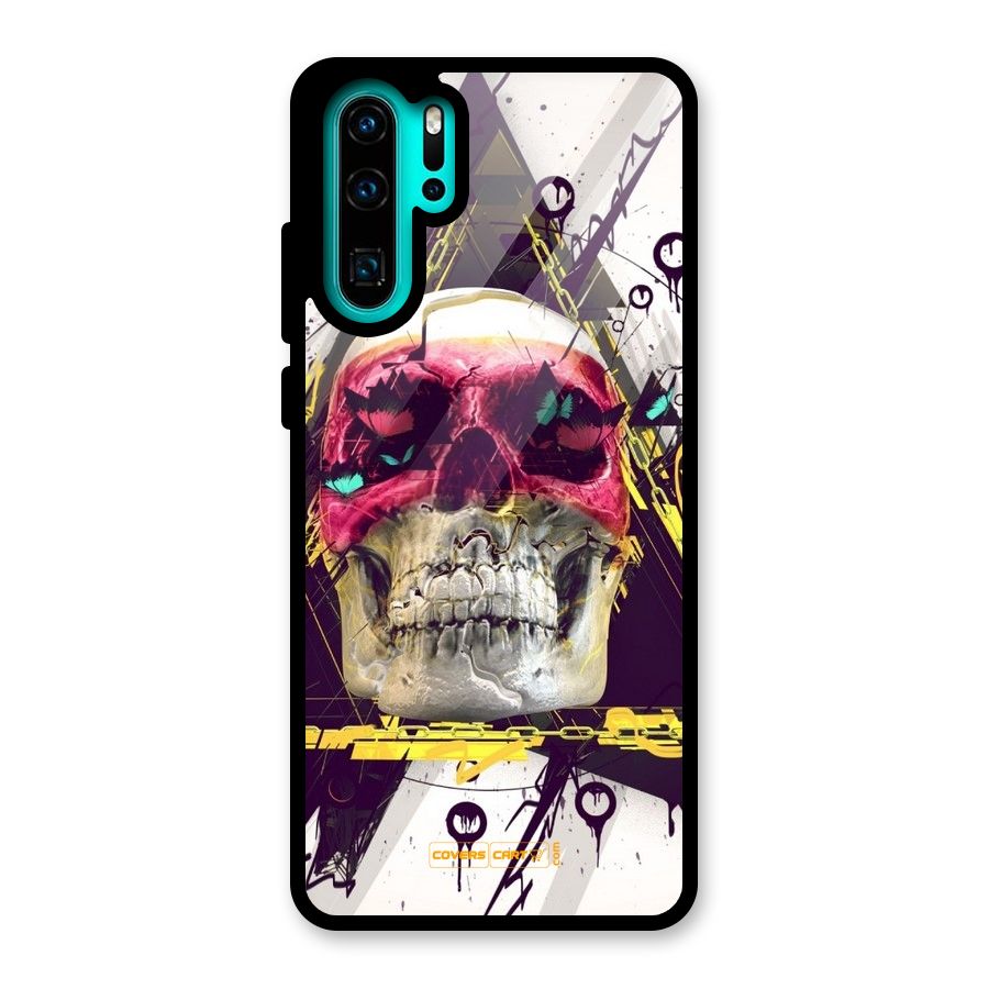 Abstract Skull Glass Back Case for Huawei P30 Pro