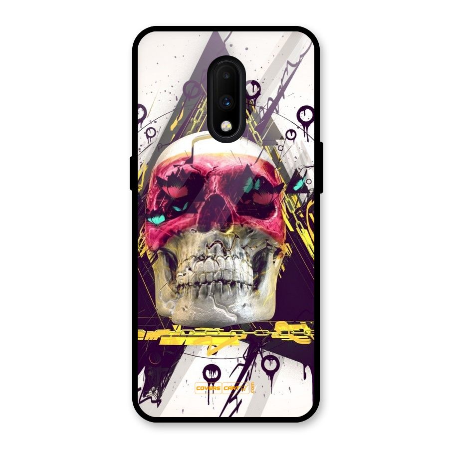 Abstract Skull Glass Back Case for OnePlus 7