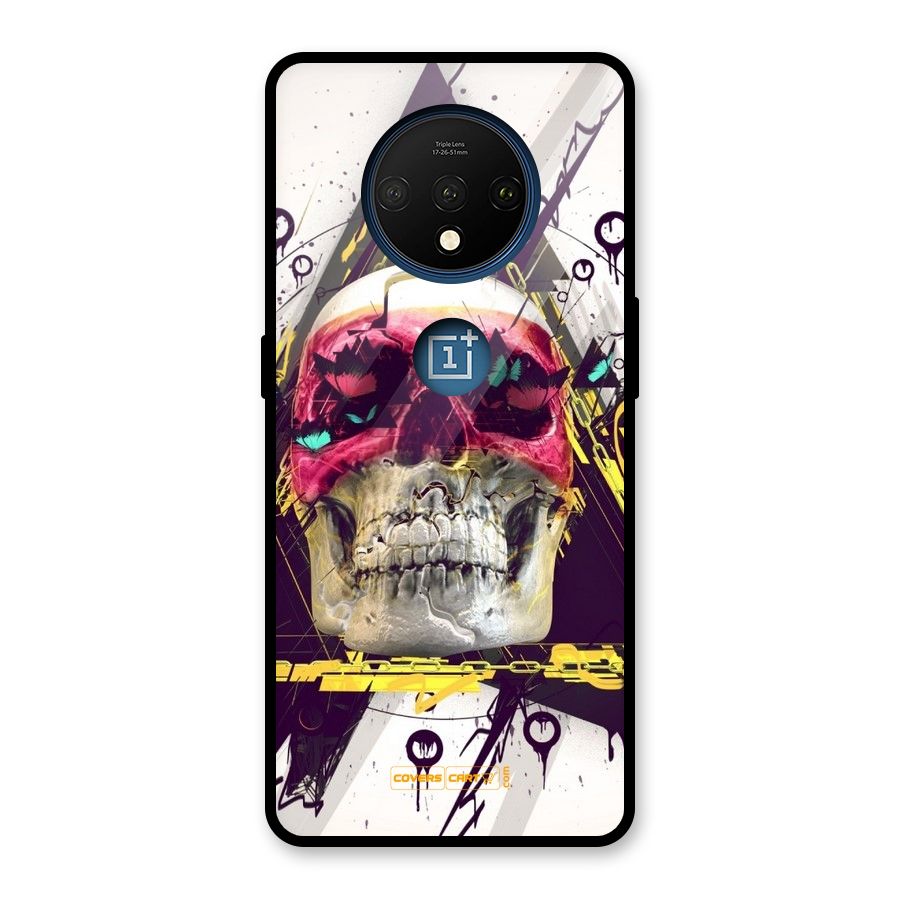 Abstract Skull Glass Back Case for OnePlus 7T