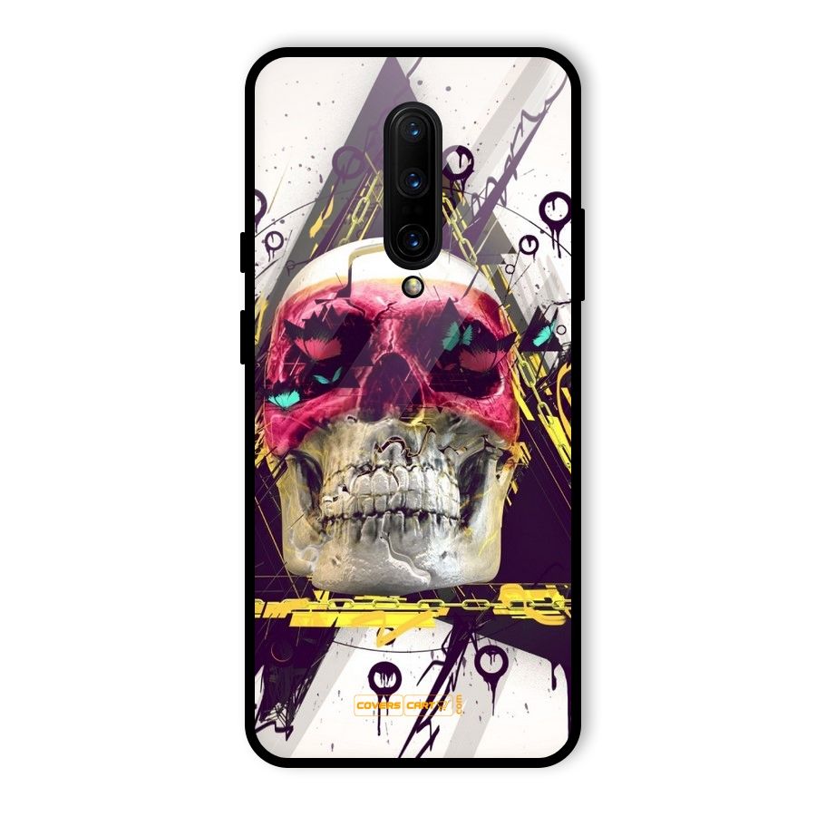 Abstract Skull Glass Back Case for OnePlus 7 Pro