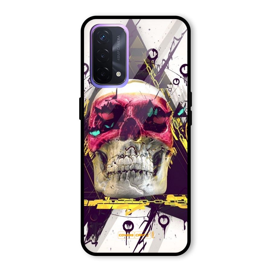 Abstract Skull Glass Back Case for Oppo A74 5G