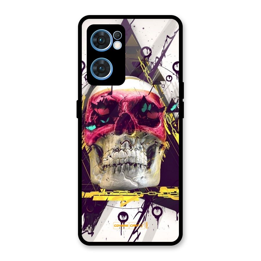 Abstract Skull Glass Back Case for Oppo Reno7 5G