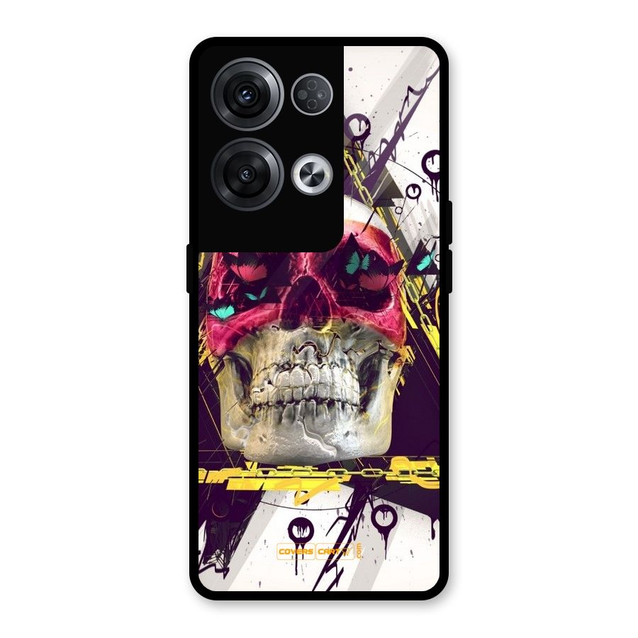 Abstract Skull Glass Back Case for Oppo Reno8 Pro 5G