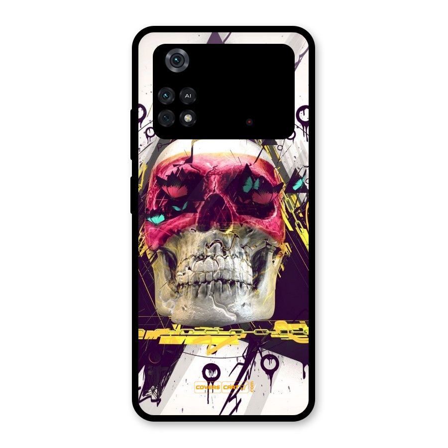 Abstract Skull Glass Back Case for Poco M4 Pro 4G