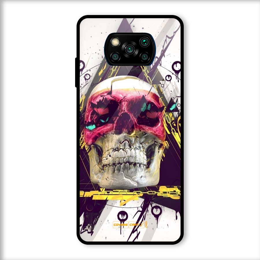 Abstract Skull Glass Back Case for Poco X3