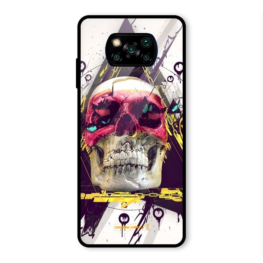 Abstract Skull Glass Back Case for Poco X3 Pro