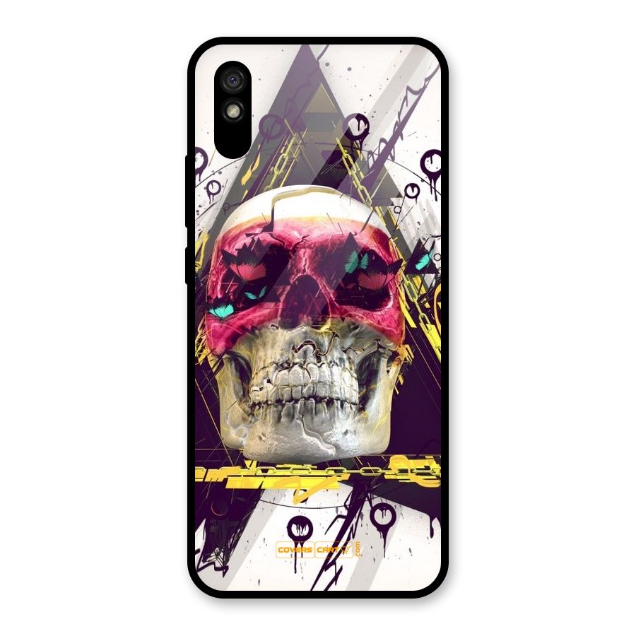Abstract Skull Glass Back Case for Redmi 9A