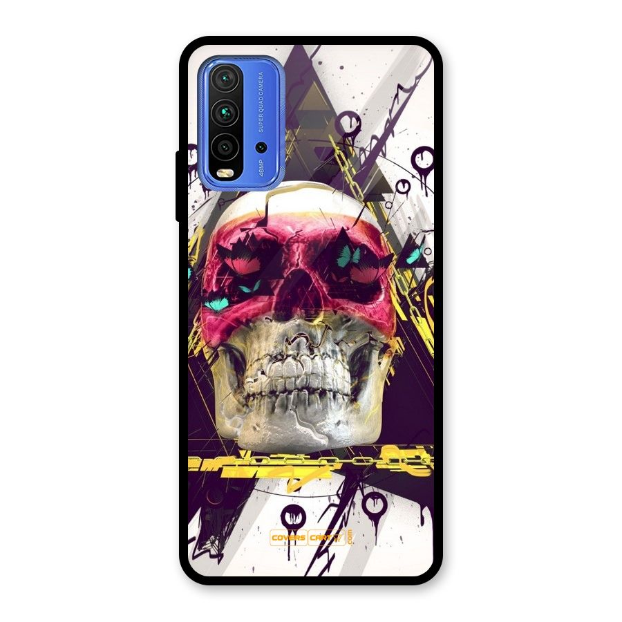 Abstract Skull Glass Back Case for Redmi 9 Power