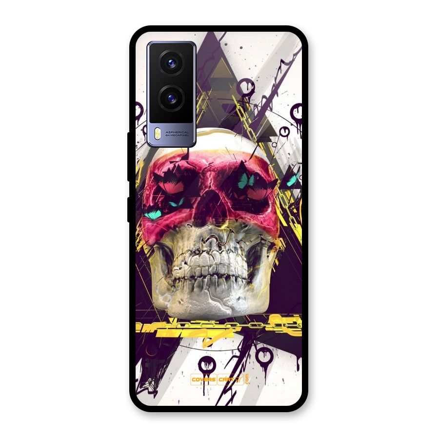Abstract Skull Glass Back Case for Vivo V21e 5G