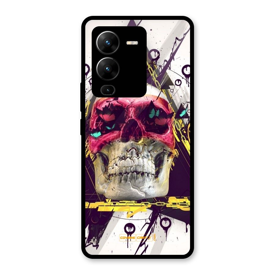 Abstract Skull Glass Back Case for Vivo V25 Pro