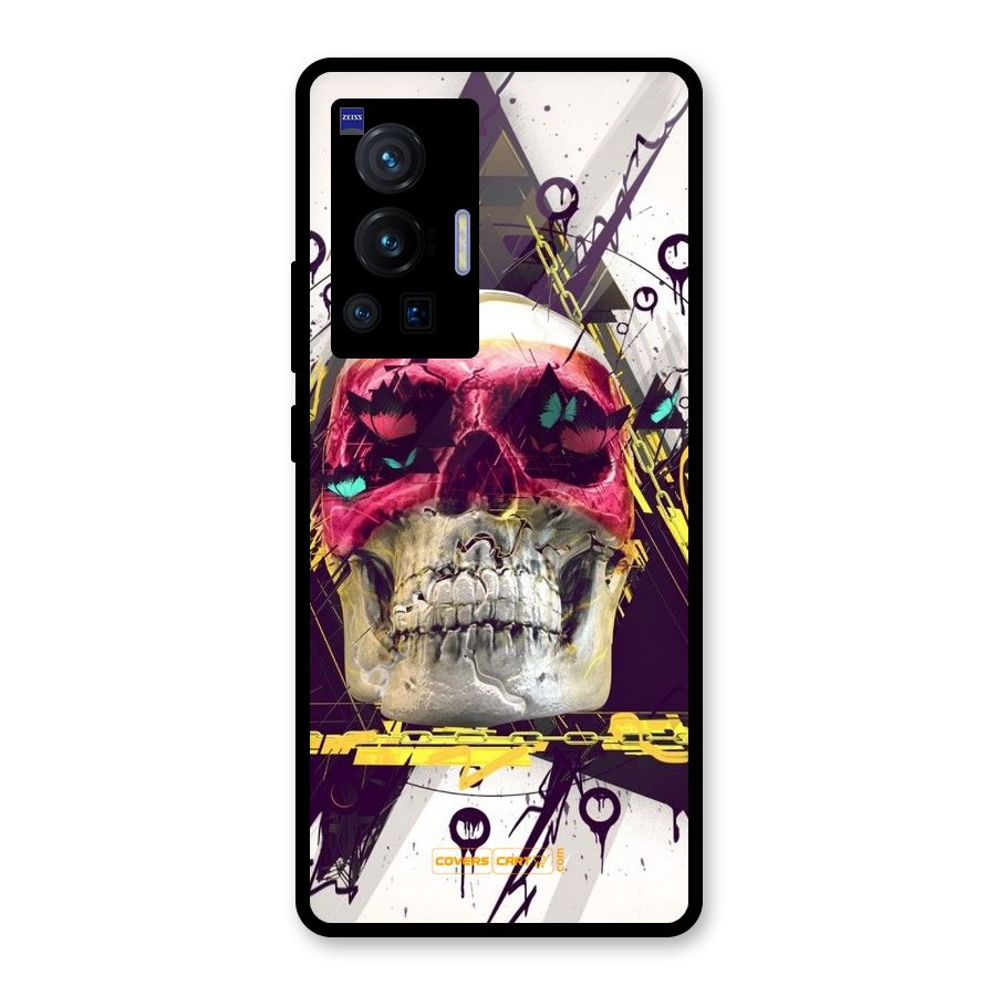 Abstract Skull Glass Back Case for Vivo X70 Pro