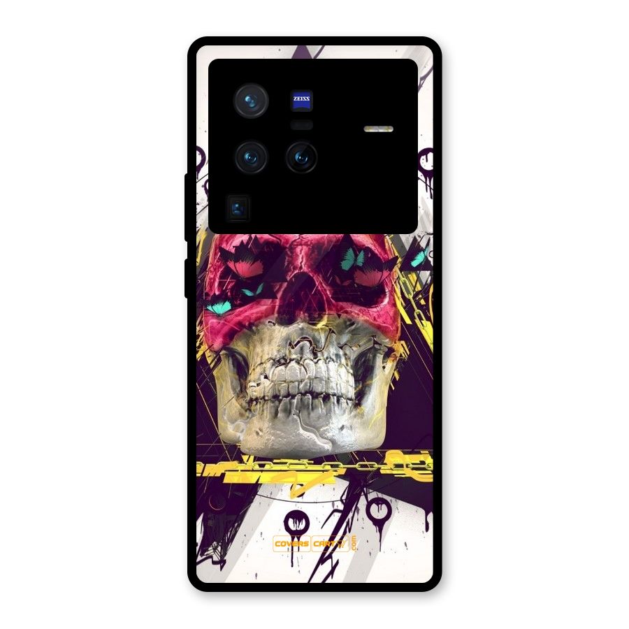 Abstract Skull Glass Back Case for Vivo X80 Pro