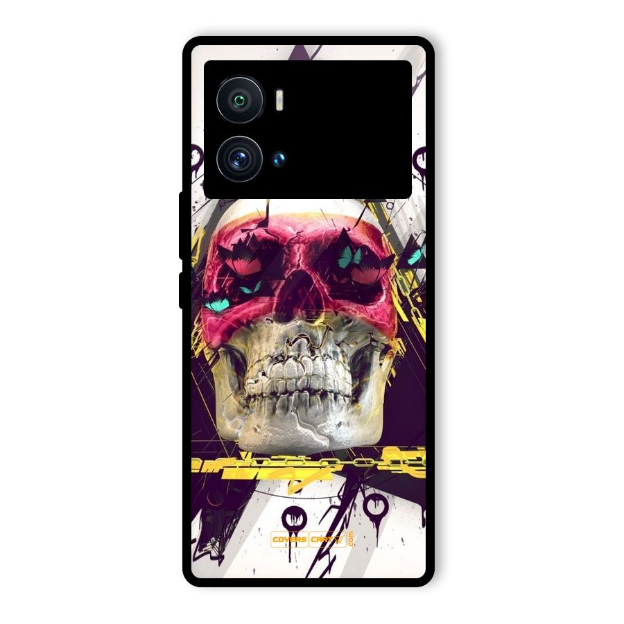 Abstract Skull Glass Back Case for Vivo iQOO 9 Pro