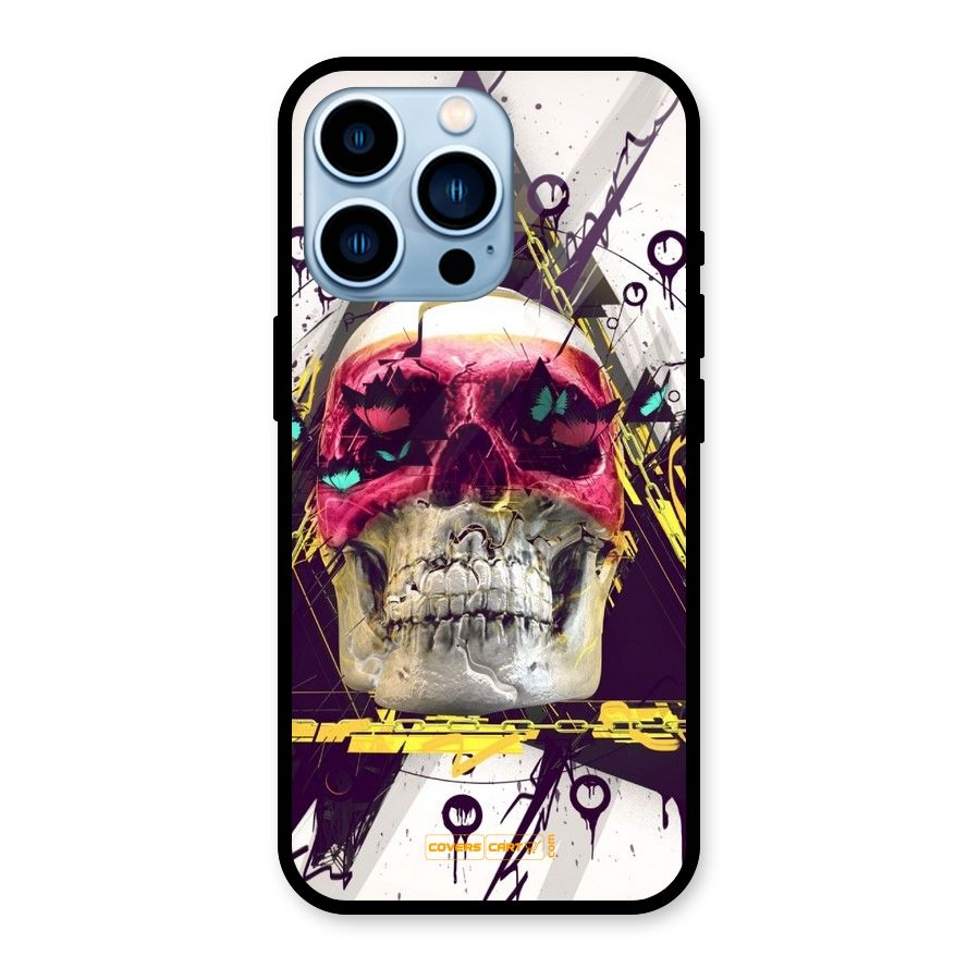 Abstract Skull Glass Back Case for iPhone 13 Pro