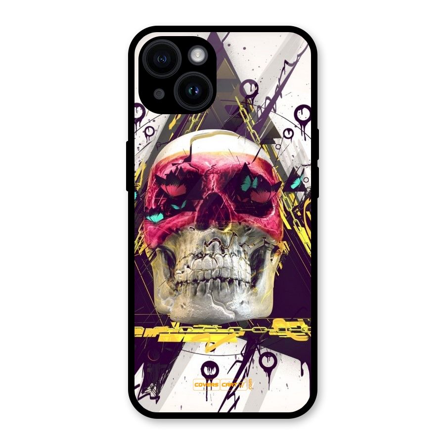 Abstract Skull Glass Back Case for iPhone 14