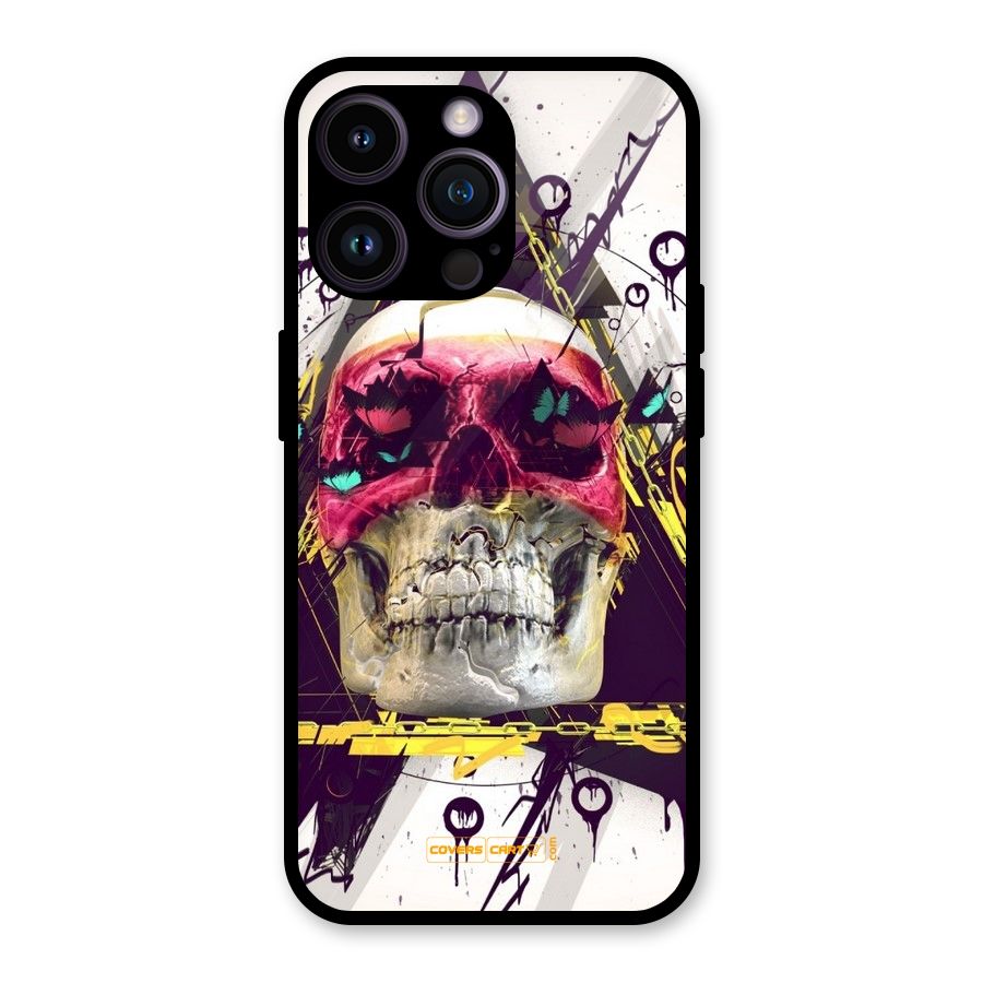 Abstract Skull Glass Back Case for iPhone 14 Pro Max