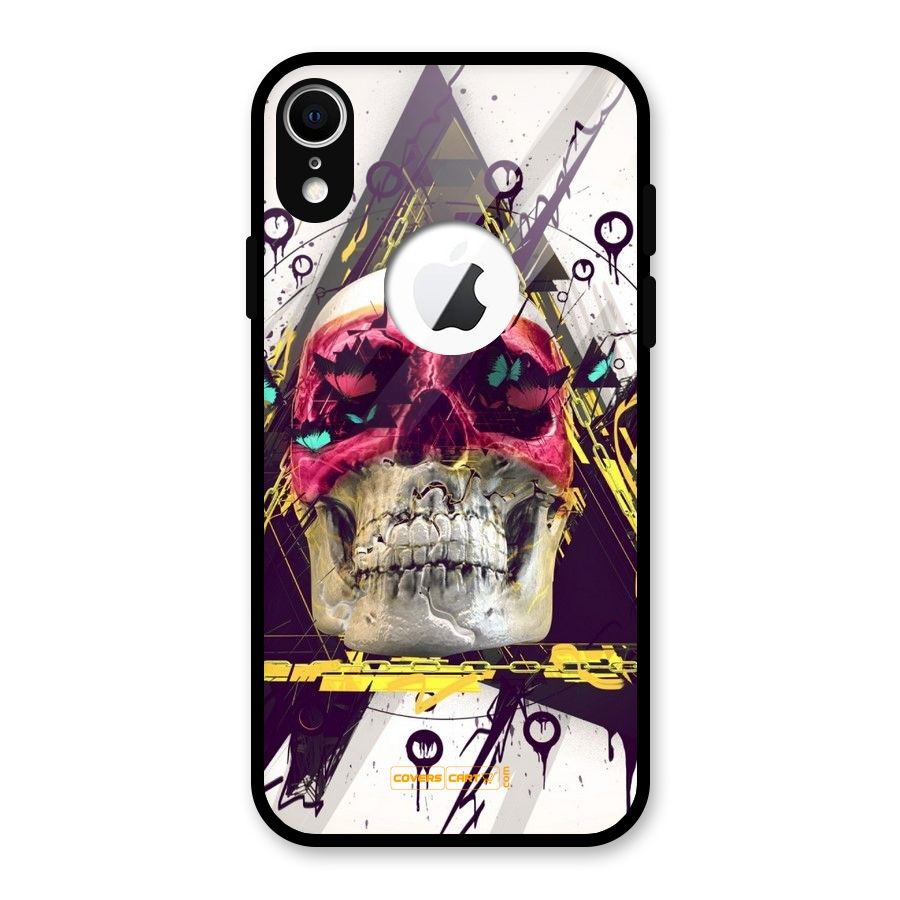 Abstract Skull Glass Back Case for iPhone XR Logo Cut