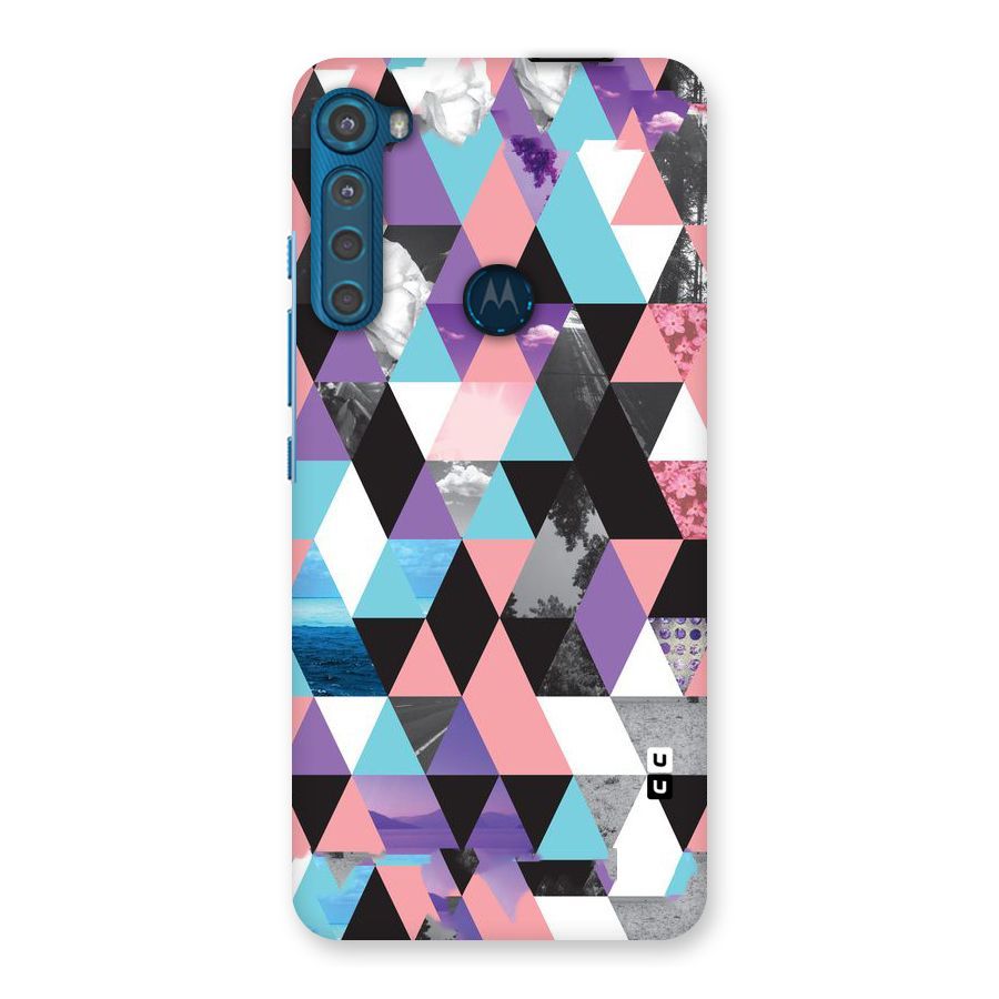 Abstract Splash Triangles Back Case for Motorola One Fusion Plus
