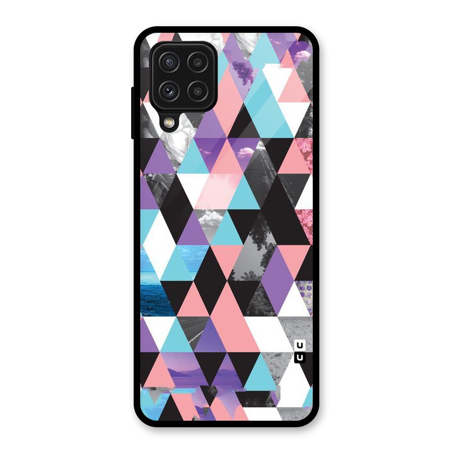 Abstract Splash Triangles Glass Back Case for Galaxy A22 4G