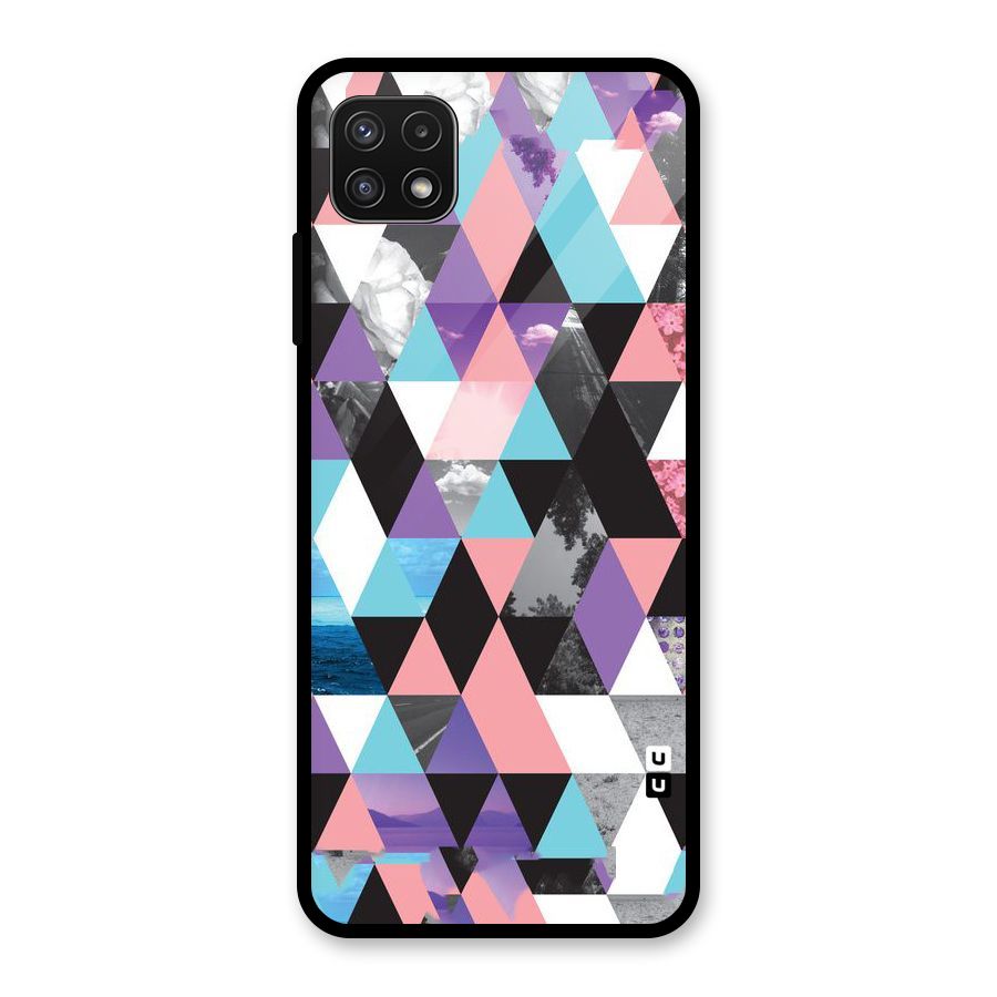 Abstract Splash Triangles Glass Back Case for Galaxy A22 5G