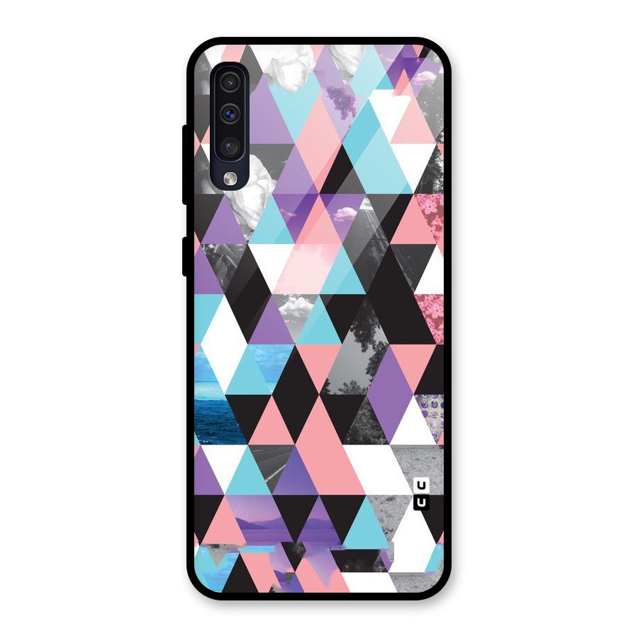 Abstract Splash Triangles Glass Back Case for Galaxy A30s
