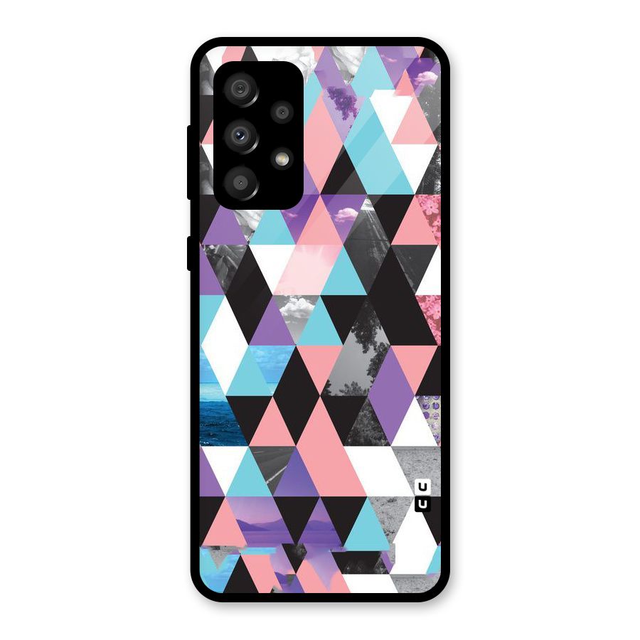 Abstract Splash Triangles Glass Back Case for Galaxy A32