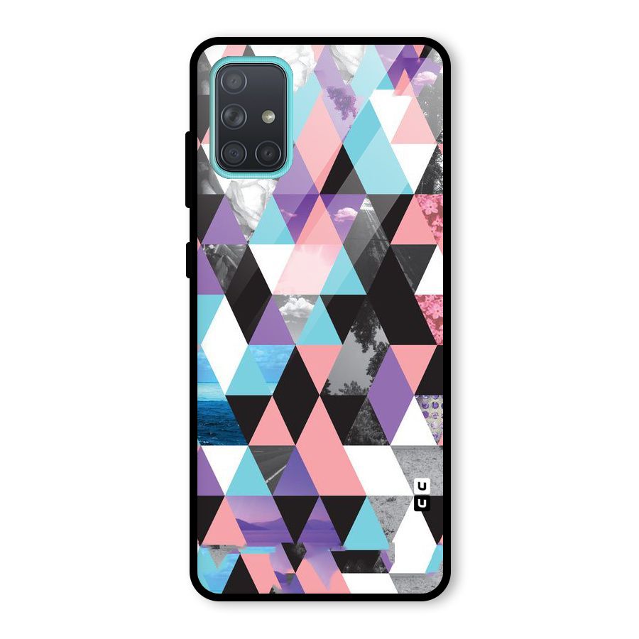 Abstract Splash Triangles Glass Back Case for Galaxy A71