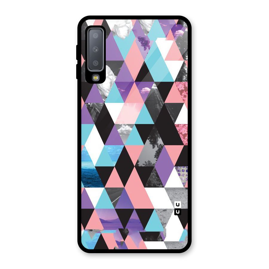 Abstract Splash Triangles Glass Back Case for Galaxy A7 (2018)