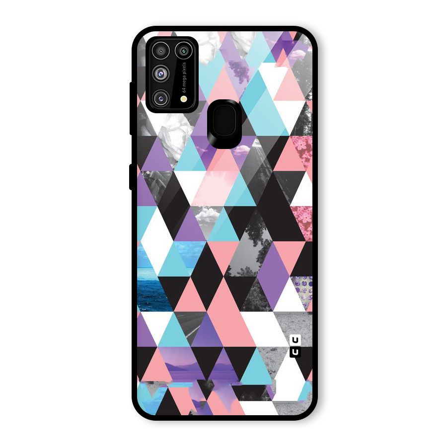 Abstract Splash Triangles Glass Back Case for Galaxy F41